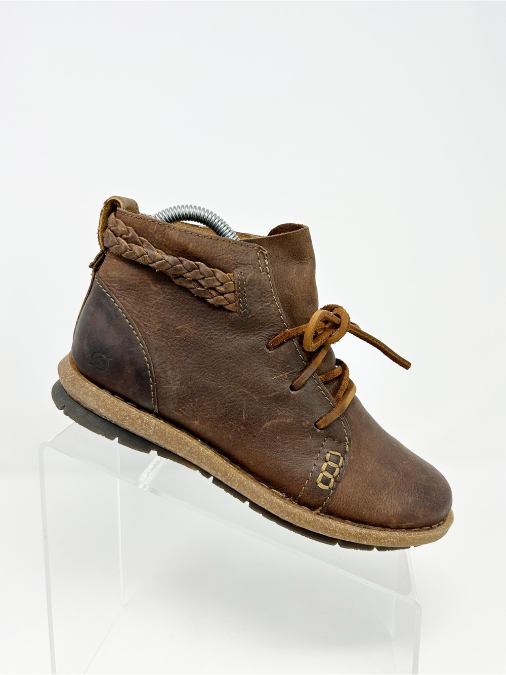 Børn Temple Womens Brown Chukka Ankle Boots Lace-Up Braided Collar Size 7.5